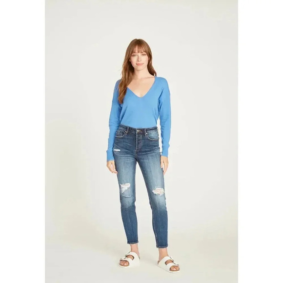 NWT Vigoss Women’s Frankie Slim Straight Dark Wash Denim Jeans Size 30 - Picture 1 of 8